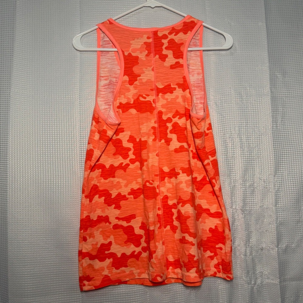 BCG Tank Top Cotton Blend Orange Camo Print Racerback Athletic Sporty - Picture 3 of 6